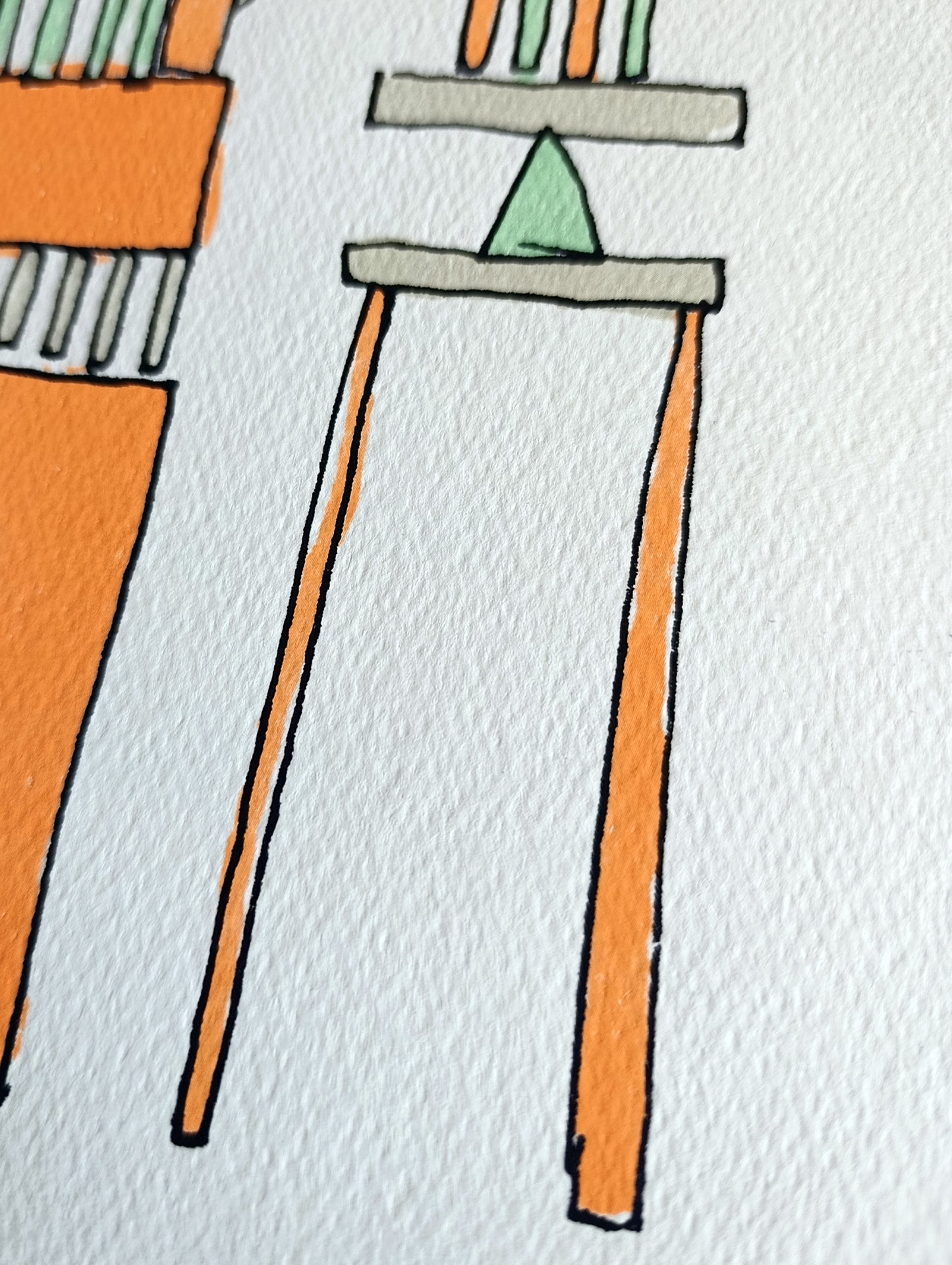 Abstract Geometric Signed Art Orange Green by Cristian Montesinos