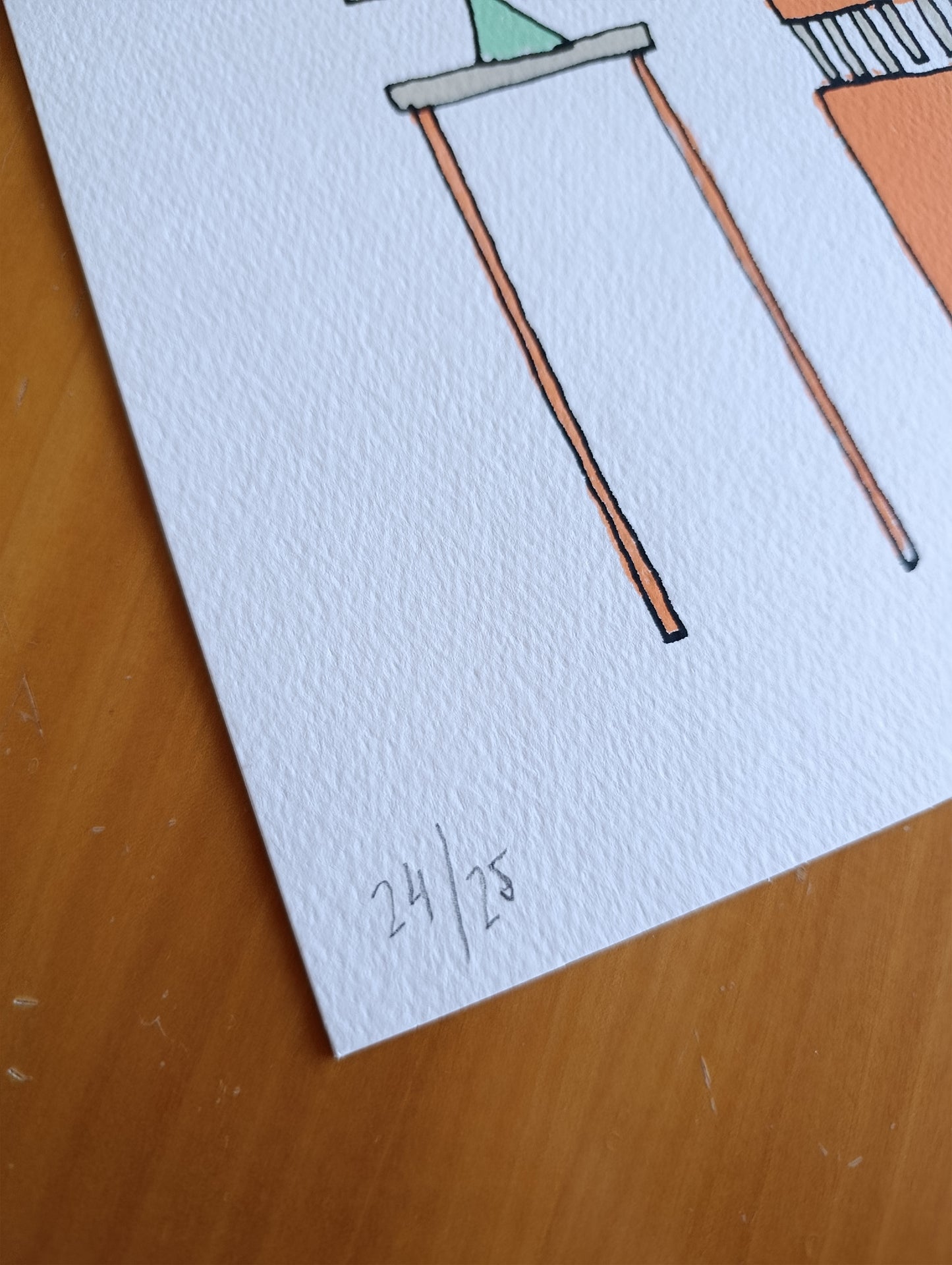 Abstract Geometric Signed Art Orange Green by Cristian Montesinos