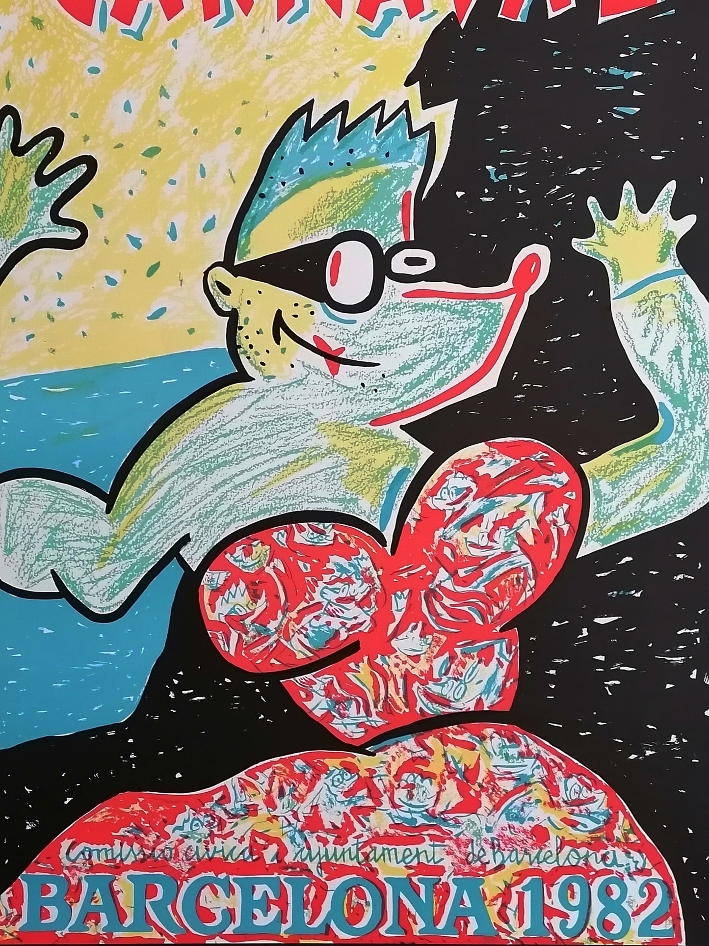 1982 Javier Mariscal Large Barcelona Carnival Poster