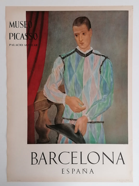 1966 Pablo Picasso "Arlequin" Barcelona Exhibition Poster