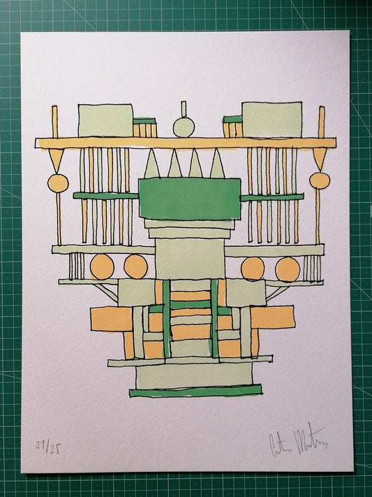 Cristian Montesinos Geometric Art Print Hand Signed Green Yellow