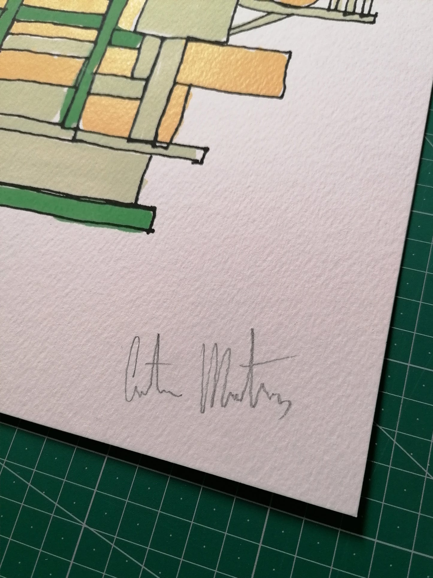 Cristian Montesinos Geometric Art Print Hand Signed Green Yellow