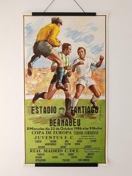 1986 Real Madrid VS Juventus Original European Cup Poster