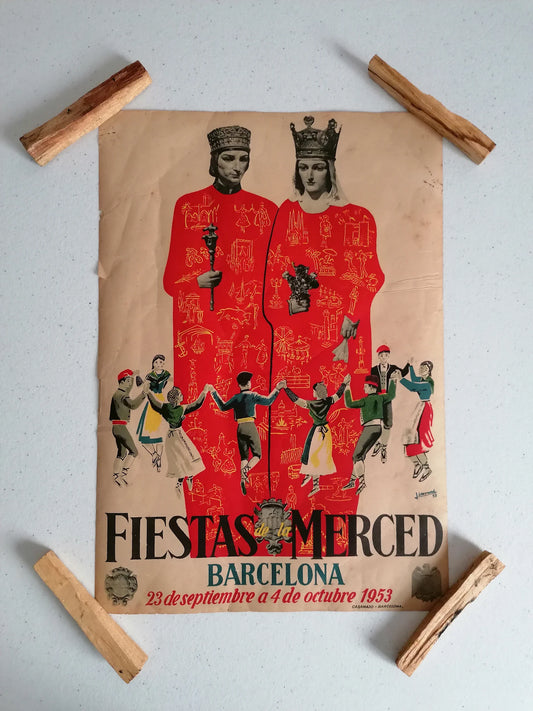 1953 Mid Century Poster Barcelona La Mercè Festival