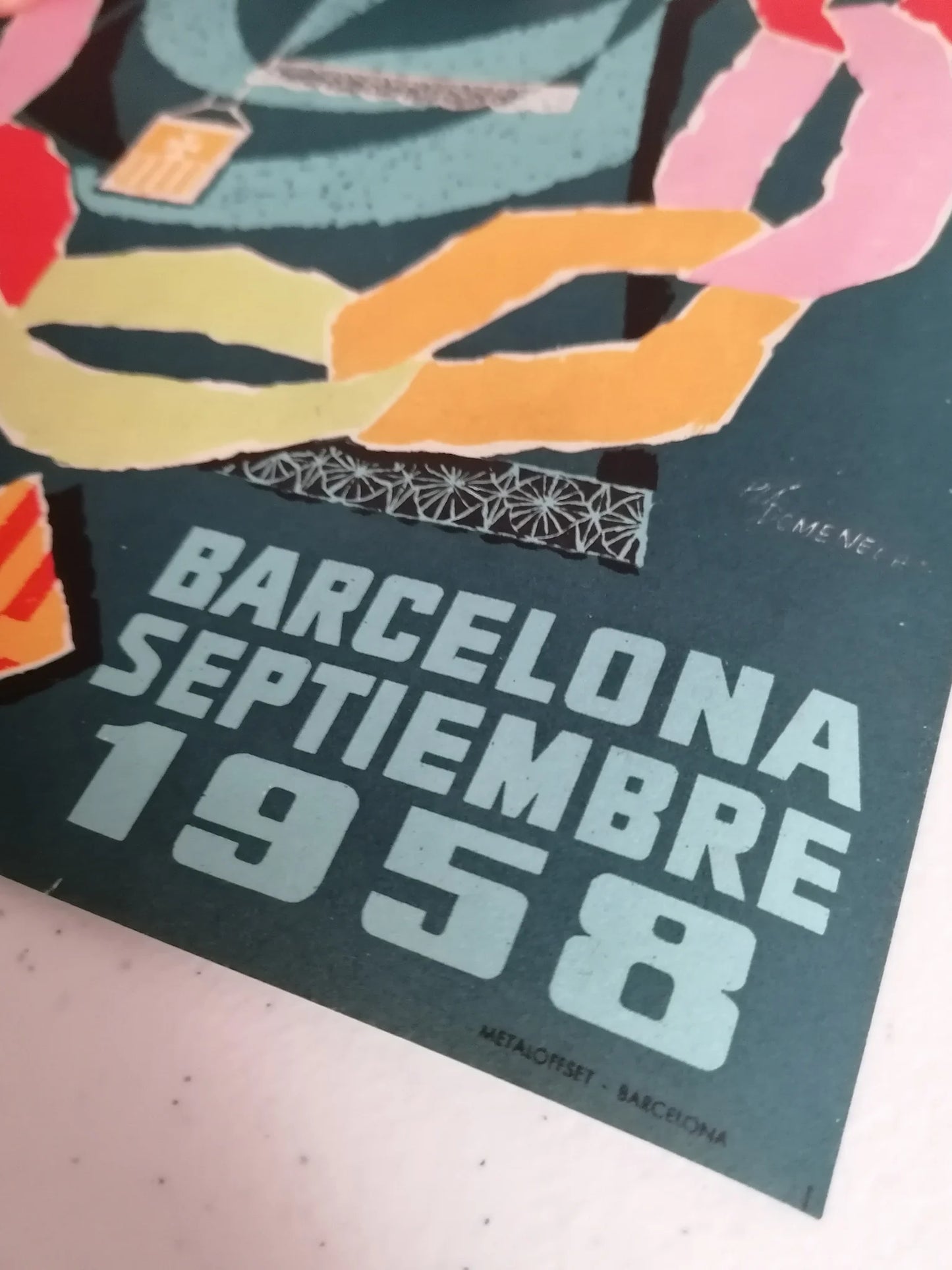 1958 Mid Century Small Poster from Barcelona La Mercè Festival