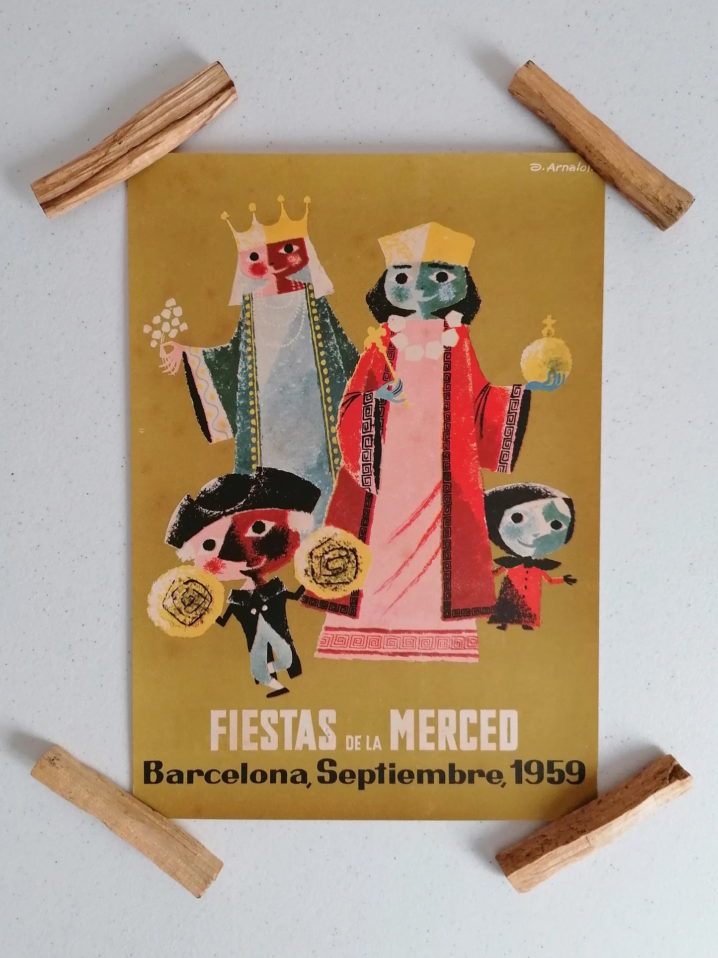 1959 Mid Century Small Poster from La Mercè Barcelona Festival