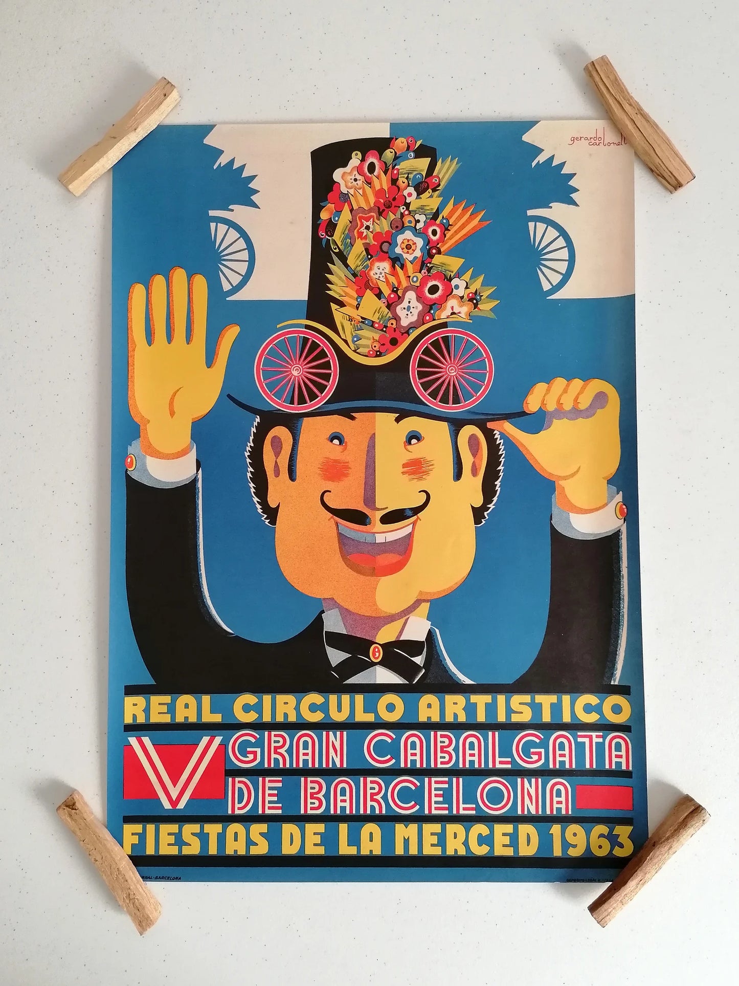 1963 Mid Century Small Poster from La Mercè Barcelona Festival