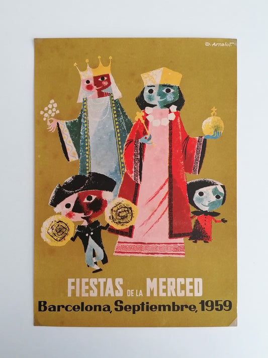 1959 Mid Century Small Poster from La Mercè Barcelona Festival