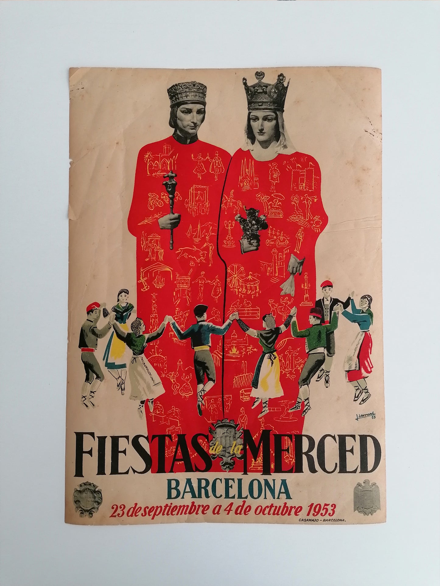 1953 Mid Century Poster Barcelona La Mercè Festival