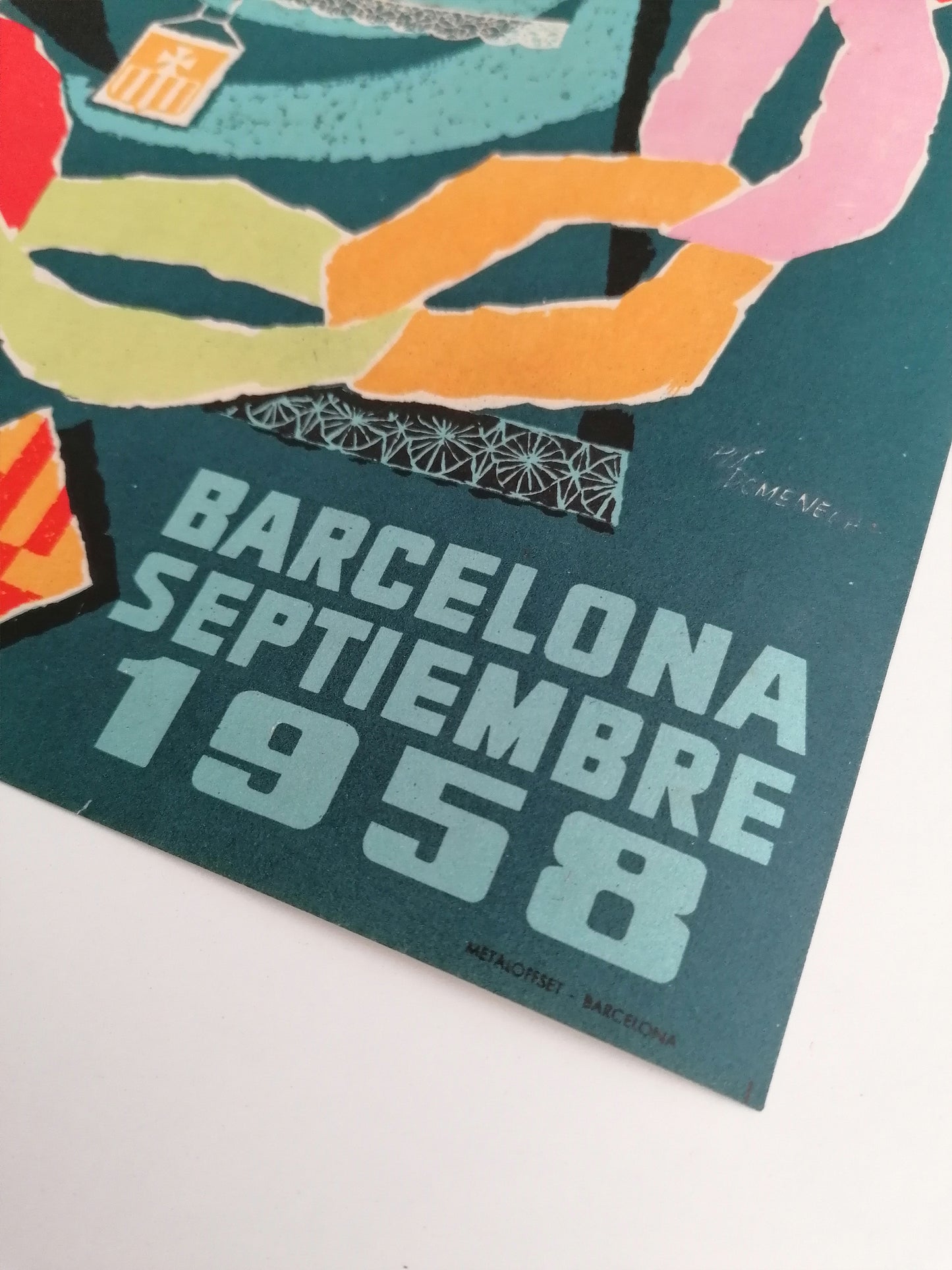 1958 Mid Century Small Poster from Barcelona La Mercè Festival