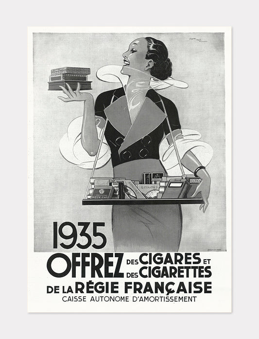 French Cigarettes Advertising from 1935 Modern Reproduction