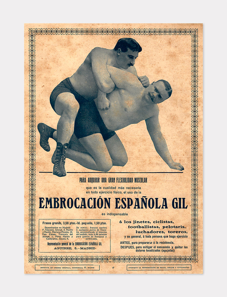 Wrestling Men Antique Advertising Modern Reproduction