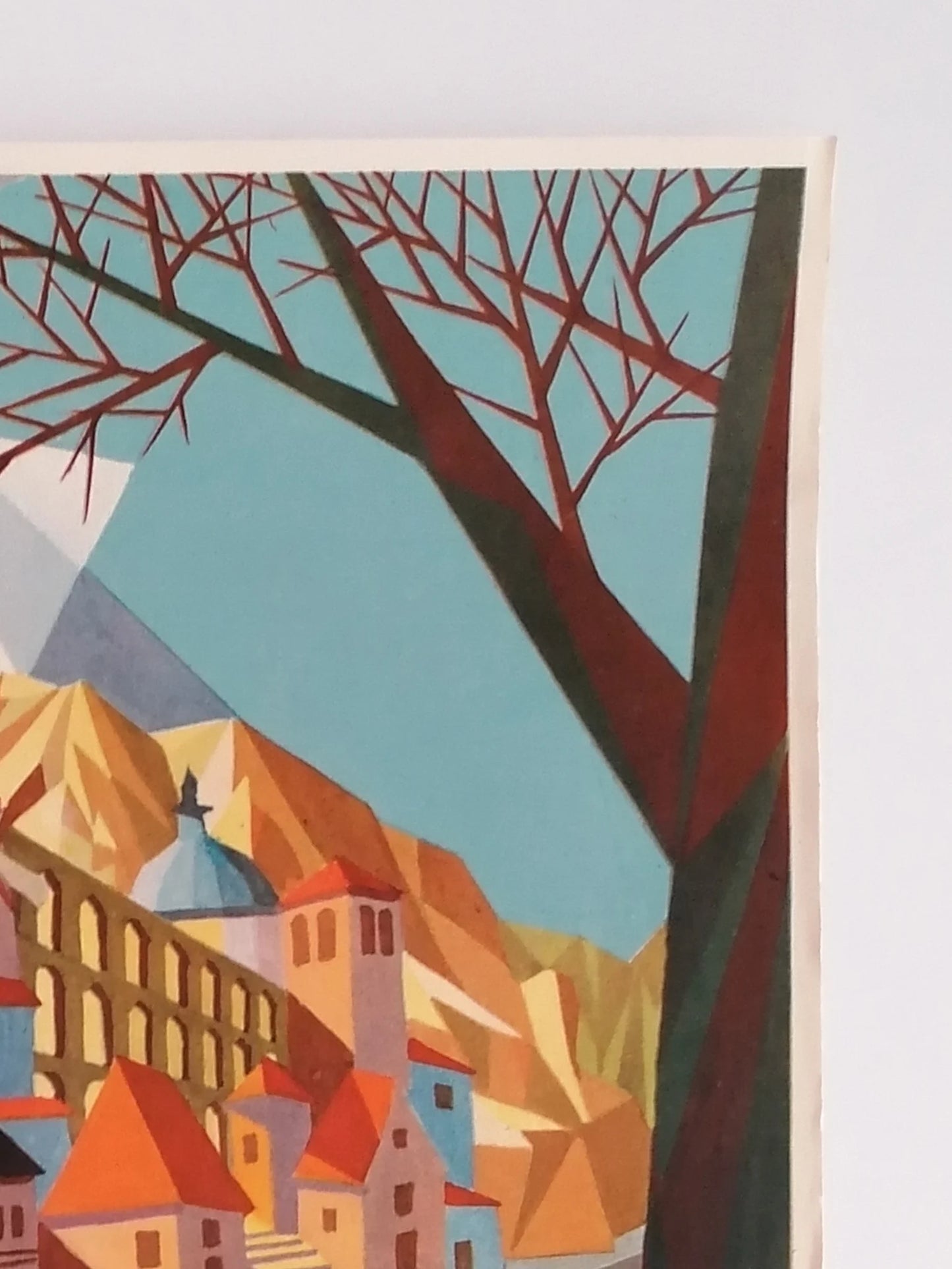 1959 Iberia Airlines Travel Poster "Small Town"