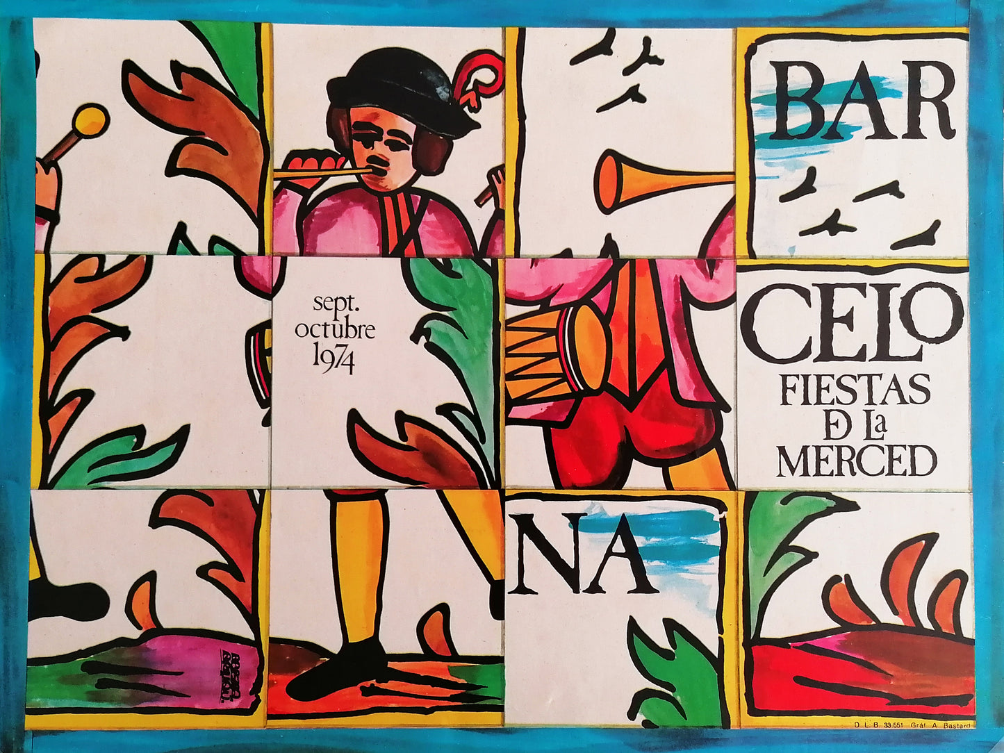 1974 Mid Century Small Poster from La Mercè Barcelona Festival