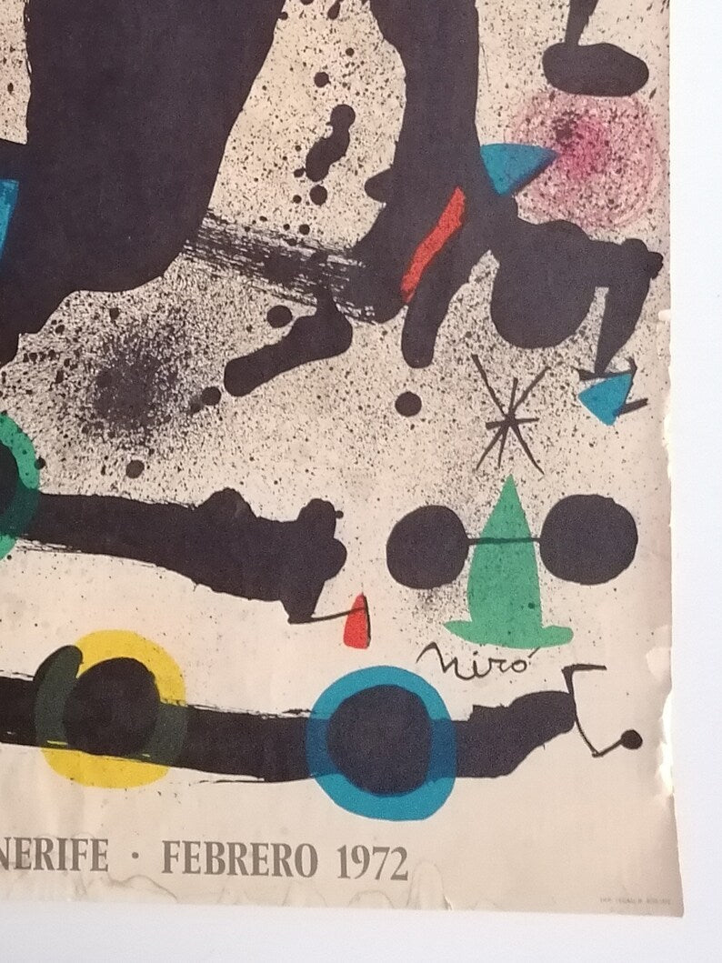 1972 Joan Miro Exhibition Poster Tribute to Architect Sert in Tenerife