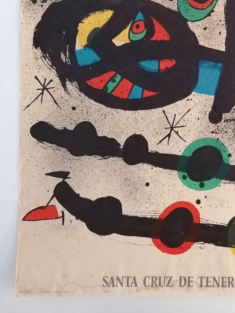 1972 Joan Miro Exhibition Poster Tribute to Architect Sert in Tenerife