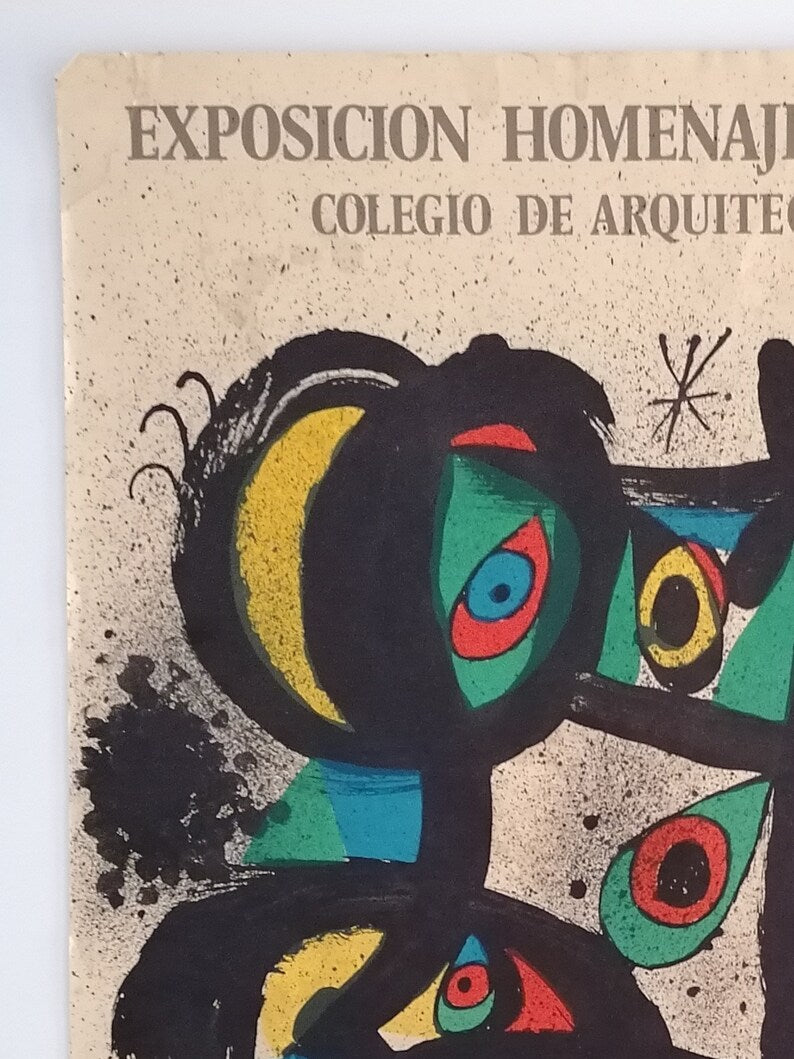 1972 Joan Miro Exhibition Poster Tribute to Architect Sert in Tenerife