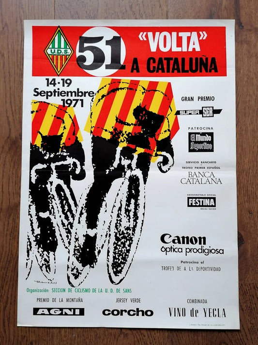 1971 Original Cycling Poster from Catalonia Ciclist Tour