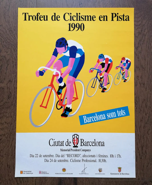 1990 Track Cycling Poster Original Vintage