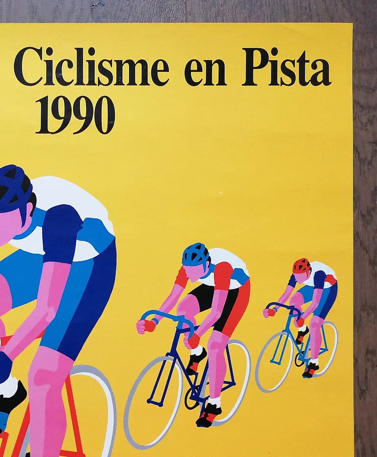 1990 Track Cycling Poster Original Vintage