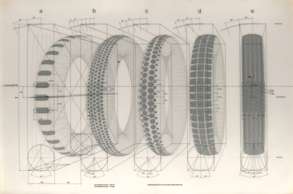 1975 Richard Hamilton Poster from Barcelona Exhibition, Five Tyres Remoulded